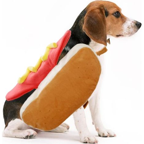 Disfraz de perro caliente para mascota: disfraz de cosplay de animales, ropa para mascotas para fiestas de Halloween y Navidad para perros pequeños y medianos. (1/5)