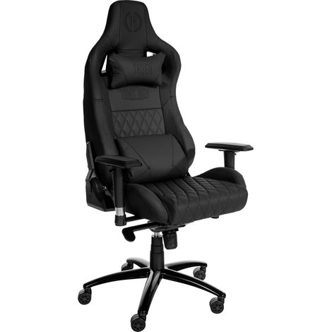 Fauteuil de bureau sur roulettes mécanisme à bascule coussin lombaire en cuir véritable noir cadre métal 100007021 (1/5)