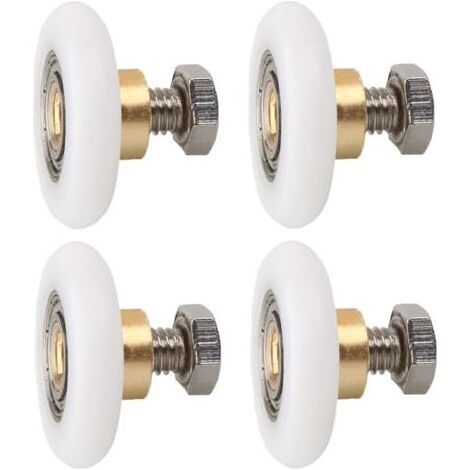 4 pièces Roulette Porte de Douche, Roues de Rechange pour Porte de Douche Roulettes de Rechange pour Porte de Douche RainuréE avec vis M4 Diamètre 23 mm (1/5)