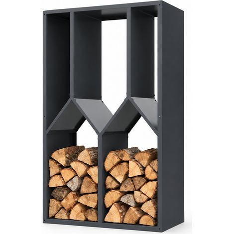 Kaminholzregal Nikos Brennholzregal aus verzinktem Stahl Baumdesign 95 × 50 × 160 cm (1/5)