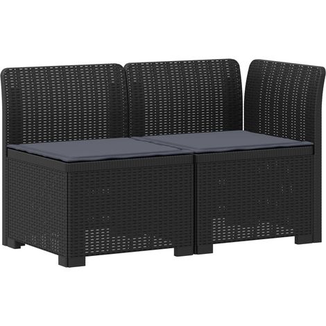 2-Seater Garden Sofa with Cushions Rattan Look PP Anthracite vidaXL (1/5)