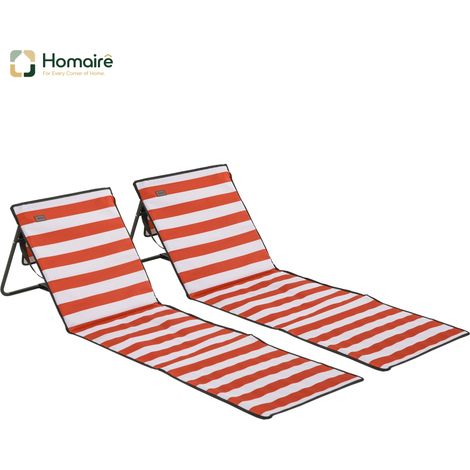 HOMAIRE 2e Set de tapis de plage pliable et ajustable avec sac de transport, rouge, idéal pour la plage et le camping