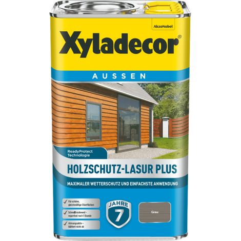 Xyladecor Holzschutz-Lasur Plus, Maximaler Wetterschutz und einfachste Anwendung, Grau, 2,5 l (1/5)