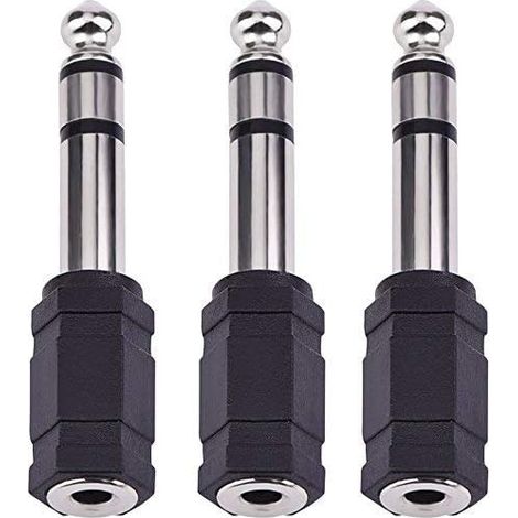 3 adaptateurs audio 6,35 mm vers 3,5 mm, compatibles casques stéréo, pour tables de mixage et équipements audio (1/4)