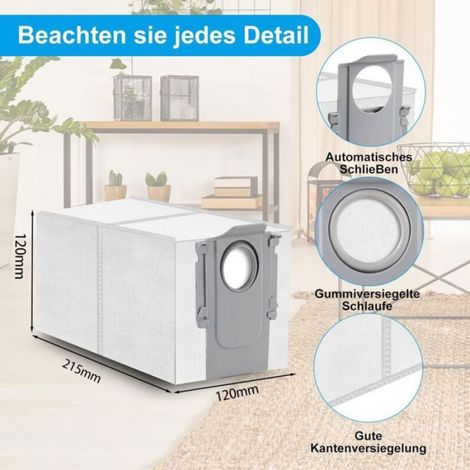 Sacs À Poussière Et Serpillères - Pour Aspirateurs Robots Roborock Q Revo - Microfibre Et Non Tissé - 6 Pièces Chaque (1/4)