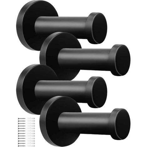 Mattschwarz lackierte Kleiderhaken, Set mit 4 runden Haken von 53 mm, verbesserte Edelstahlmodelle.