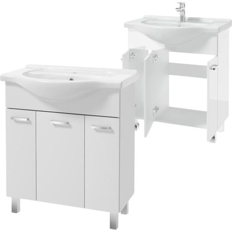 Mobile da bagno autoportante con lavabo 75 bianco massiccio Mea (1/5)