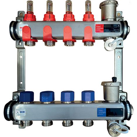 Collecteur inox PCBT 1" pré-assemblé - 4 départs mâle 3/4EK - Blansol