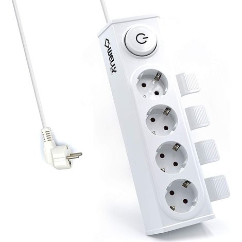 Welly Enjoy IT WY13160 - Multipresa elettrica 4 Prese posizioni Schuko 16A con sistema “inserimento/estrazione facilitata” e Interruttore On/Off, Bianco (1/5)