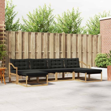 vidaXL Outdoor-Sofagarnitur 6 Stk. Weiß und Schwarz (1/5)