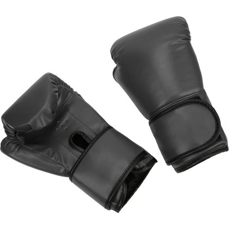 Gants de boxe professionnels en cuir PU respirant Sanda, gants de sparring pour sac de sable, équipement d'entraînement, noir (1/5)