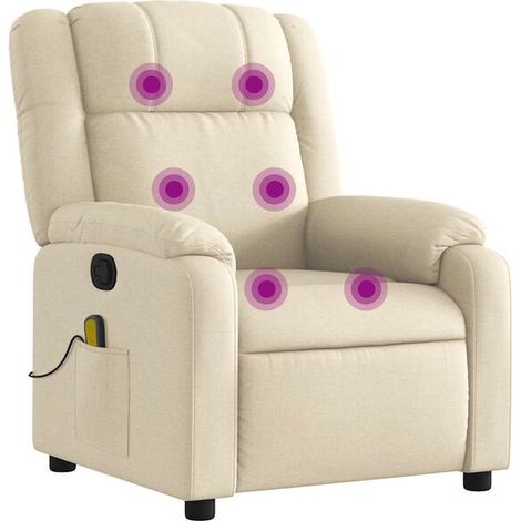 Fauteuil de massage inclinable en tissu beige (1/5)