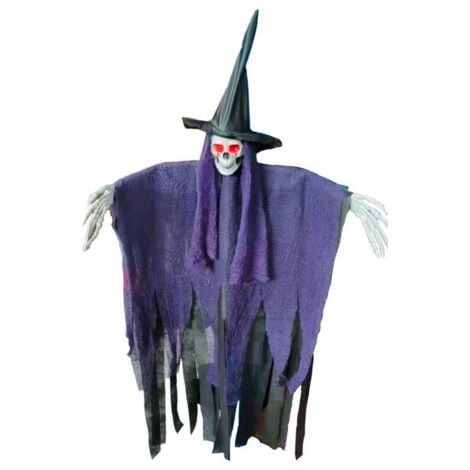 BUNTHAUS Décoration de fantôme suspendu Halloween, suspendu squelette Skeleton Scary accessoires Les yeux peuvent briller Haunte House Skull Pendentif Flying Ghost Senue accessoires pour la maison, la (1/5)