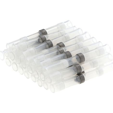 Kit de 50 Connecteurs Électriques Étanches à Bague de Soudure avec Gaine Thermorétractable Intermédiaire, Bornes Sans Sertissage pour Réparation de Fils Automobiles et Marins (Blanc)-lsw (1/2)