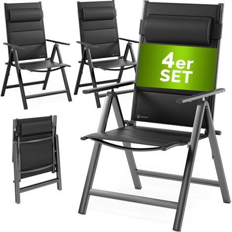 CASARIA® Set di sedie da giardino pieghevoli imbottite in alluminio regolabili 8 posizioni 120 kg resistenti balcone campeggio sedia pieghevole con schienale alto 4x Anthrazit (de)