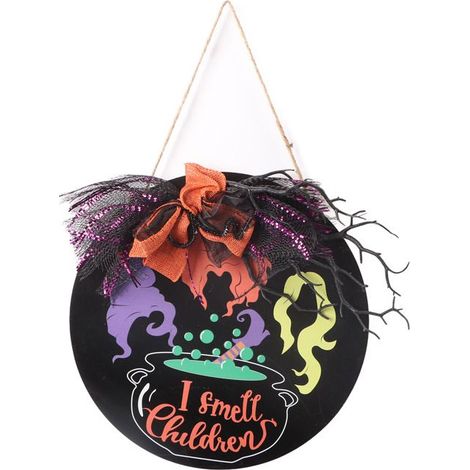 Panneau d'Halloween en bois avec impression transparente, installation sur corde, décoration pour mur, porte, fenêtre (1/5)