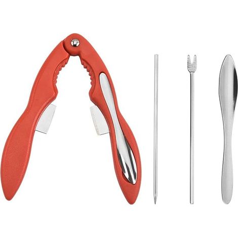 Pinze e utensili multifunzionali per granchi, chele e utensili portatili per frutti di mare, chele per zampe di granchio 3 in 1, forchetta per granchi, ago per granchi (1/5)