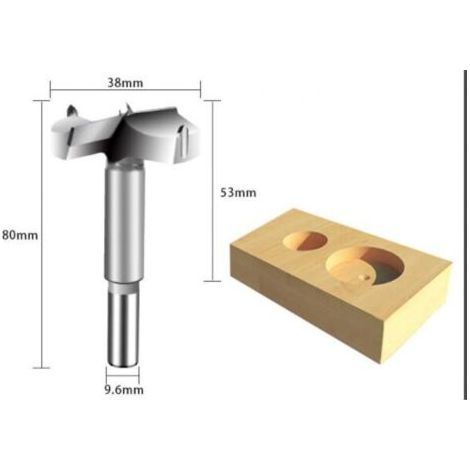 Mèche à bois pour perceuse – Lot de 5 mèches en carbure – Tailles 38/42/50/55/65mm – Coupe tridentée pour bois dur et plastique (1/3)