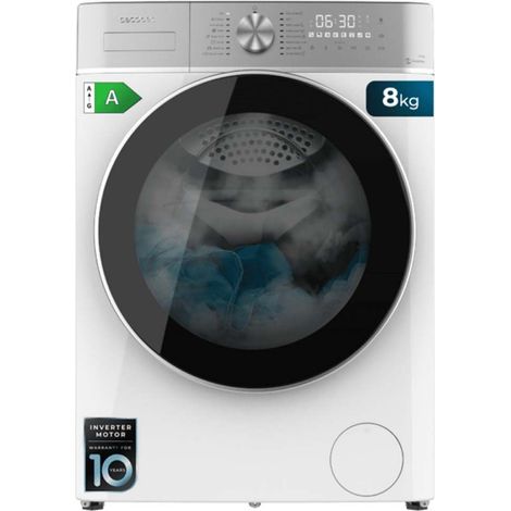 Cecotec Lavadora 8Kg Carga Frontal Bolero DressCode 8800 Inverter A 2000W, 1400 rpm, 16 Programas, Motor Inverter Plus, SteamMax, Carga automática y Display táctil XXL, Clase A, KidLock
