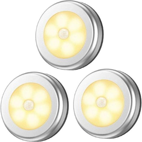 Lot de lampes à détecteur mouvement veilleuse LED piles coller n'importe où sous l'armoire lumières d'escalier appliques murales 3 (1/5)
