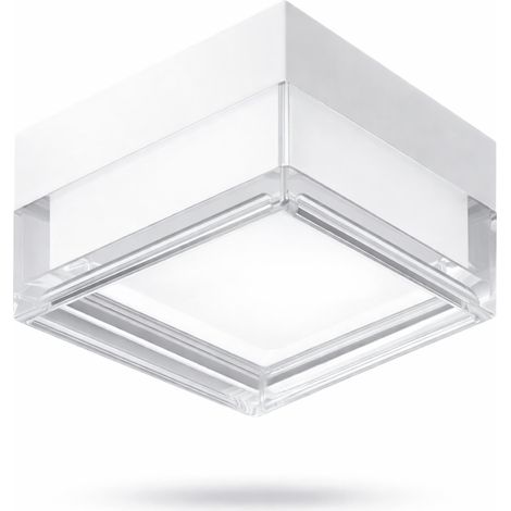 Plafoniera LED 9W IP65 Quadrata Bianco 960LM CCT Switch 2800K 4000K 6000K Lampada Soffitto o Parete Esterno 13x13 cm