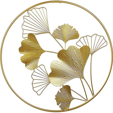 Moderna Decorazione da Parete in Metallo Dorato Motivo a Foglie 45 cm Bismuth (1/5)