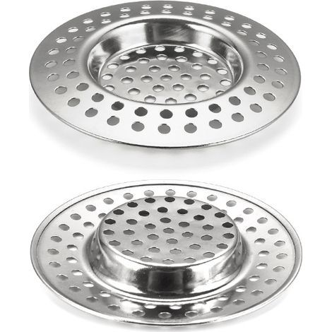 Lot de 2 filtres en inox pour évier et douche, tamis de vidange (1/5)
