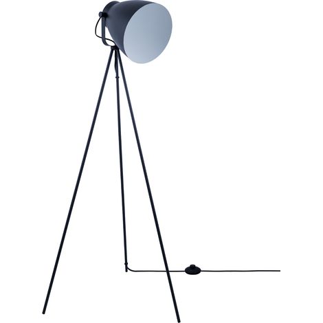 Paco Home Stehleuchte Modern Wohnzimmer Pendelleuchte Industrial Scheinwerfer Design E27  Schwarz-Weiß, Stehleuchte