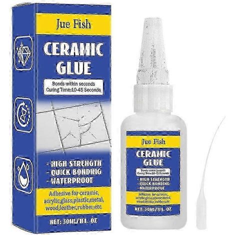 Colle céramique 30 ml pour la réparation de la porcelaine et de la poterie. Adhésif instantané et puissant. (1/4)