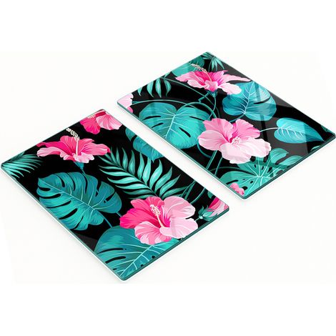 Tableaux décoratifs en verre multifonctionnels à motifs de fleurs tropicales 2 x 40 x 52 cm (1/5)