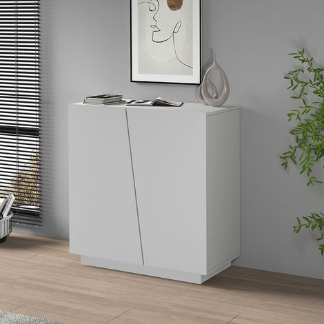 Armoire basse de bureau moderne blanc mat Essly (1/5)