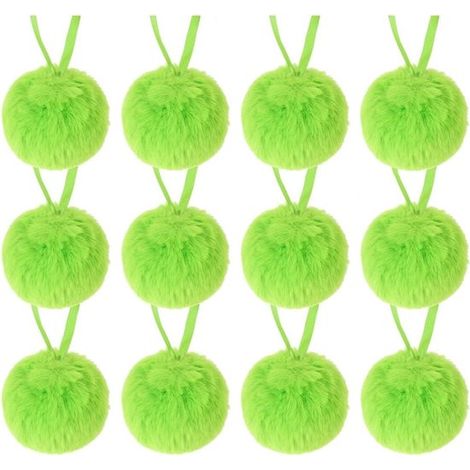 Set mit 12 grünen Plüschkugeln als Weihnachtsschmuck mit Aufhängeseilen für Weihnachtsbaum und festliche Dekoration (grün) (1/3)