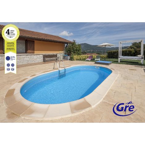 GRE Piscine ovale enterrée 8,00m x 4,00 x H: 1,50m - Filtration à sable (1/5)