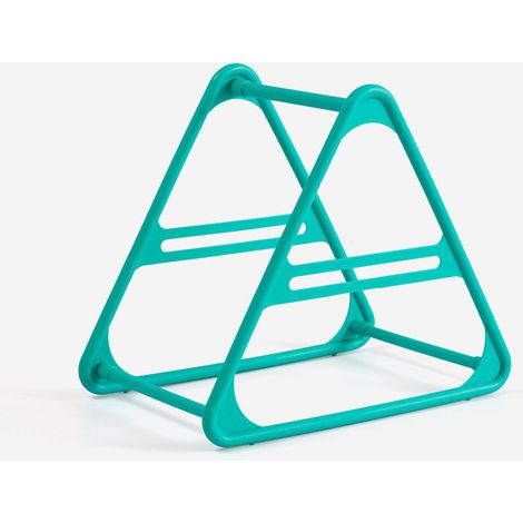 Porte-vêtements triangulaire vert en PP, rangement multifonction design arrondi (1/5)