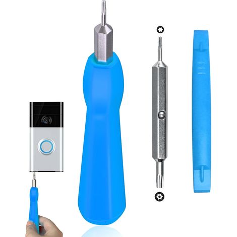 Kit de tournevis pour caméras de vidéosurveillance avec accès batterie et WiFi - Compatible avec tous les modèles de caméras de vidéosurveillance (Bleu) (1/5)