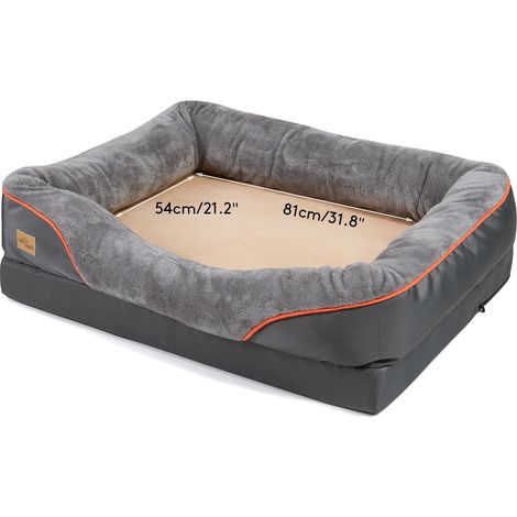 Grand Lit pour Chien, Housse Amovible et Lavable, Mousse en Éponge Soutenante (1/2)