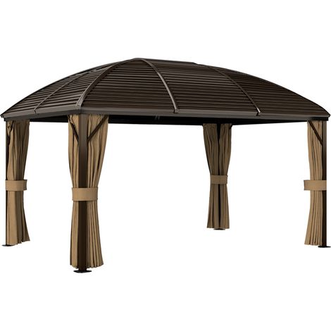 Gartenpavillon, Partyzelt, Festzelt, 4 x Doppel-Seitenteile, wasserdicht, 2 Laternenhaken, ca. 4 x 3 x 2,8 m, Braun