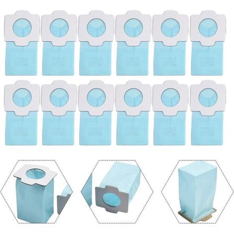 LYERCW - Sacs à poussière compatibles avec les aspirateurs sans fil Makita (lot de 12), antibactériens et bleus. Remplace la référence 194566. Compatible avec les modèles DCL182-CL107FD, DCL282-CL121D (1/5)