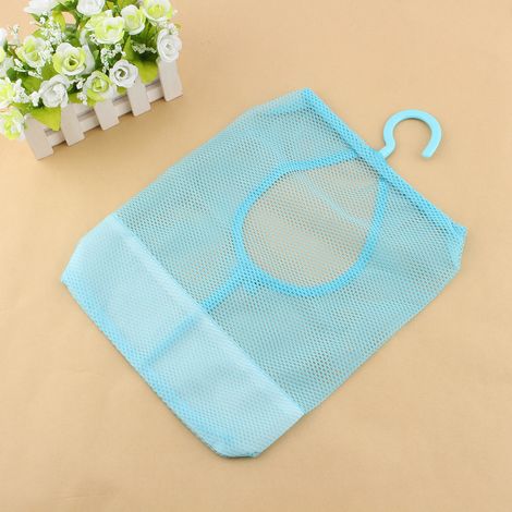 Sac à linge suspendu pour rangement de cuisine et salle de bain, avec pinces à linge et crochet. (1/5)