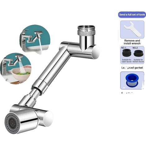 Wasserhahnverlängerung, ausziehbares Design, zwei Wasserflussmodi, Duale Modi - Silber (1/2)