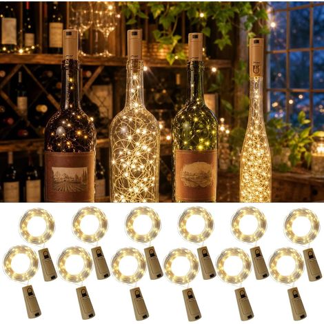 12 Pièces Guirlande Lumineuse à LED pour Bouteille – 2M 20 LED Blanc Chaud avec Liège Guirlande Fée Bouchon de (1/5)