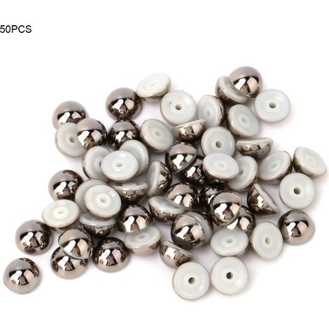 Rivet Perle Demi-Ronde 8mm Plaque Électrolytique Brillante Pour Chapeau Vêtement Cuir Décoration Noir Lot De 50 Pièces (1/5)
