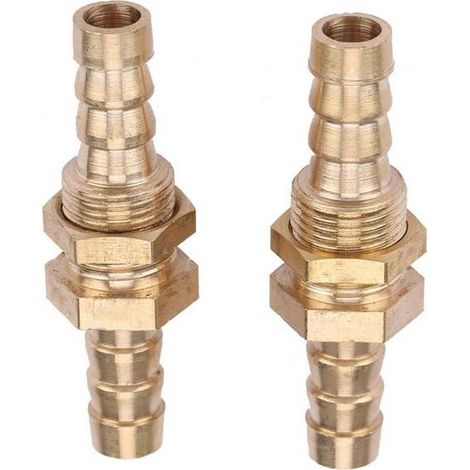BelleRise - 2pcs raccords laiton – 6 mm – Double embout – CNC/hydraulique – laiton naturel (1/5)