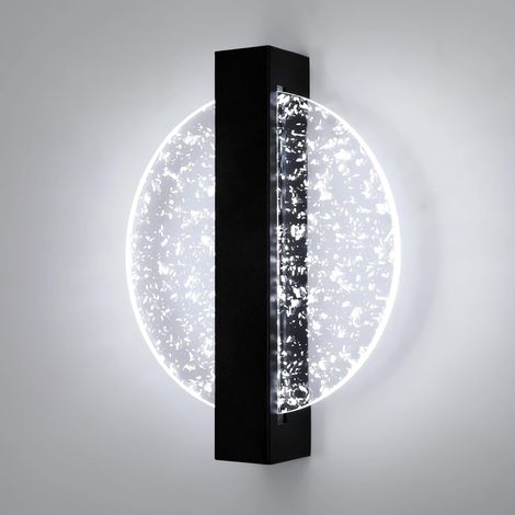Applique Murale Intérieure, 6W 1500LM Ronde Lampe Murale LED Moderne, Noir Luminaire Mural pour Chambre Salon Couloir Studio, 6500K Lumière Blanche Froide [Classe énergétique E]