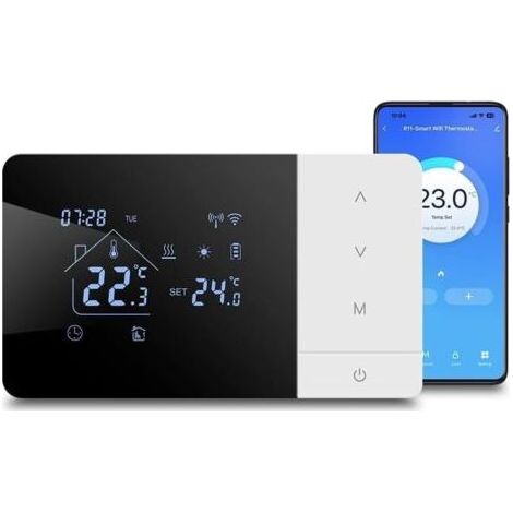 Thermostat Chaudière, WIFI Thermostat domestique numérique programmable, alimenté par batterie, thermostat chaudière 2 fils compatible avec Google e-Alexa contrôle vocal (1/5)