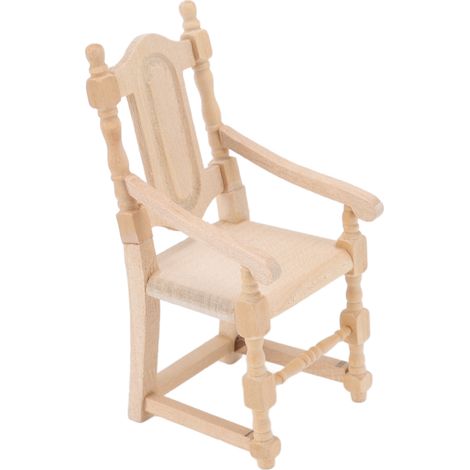 Chaise miniature en bois pour maison de poupée à l'échelle 1:12, réaliste, légère et portable, idéale pour les passionnés de poupées. (1/5)