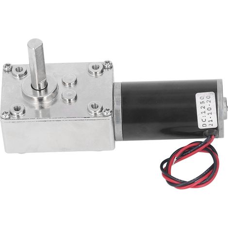 Moteur à engrenages CC petit 18 W à grande torsion réversible, moteur à vis sans fin autobloquant, 12 V CC, 0 à 5 tr/min (1/5)