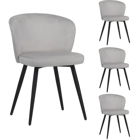 Lot de 4 chaises de repas en velours gris - VELVET