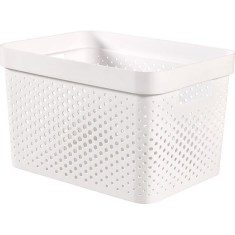 bac de rangement infinity 17 l blanc curver en plastique recyclé, emboîtable, 35,5 x 26,2 x 21,9 cm (1/5)