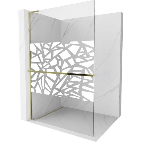 Mexen Kioto+ L pannello doccia con mensola Walk-in 80 x 200 cm, motivo bianco, dorato - 800-080-123-50-85 (1/5)